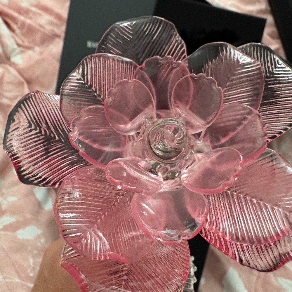 Waterford Pink and Clear Crystal Rose Figurine - Picture 2 of 3